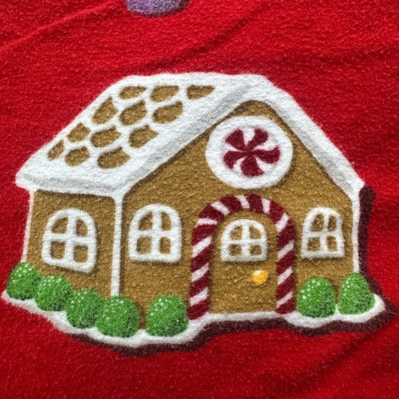 Nick and Nora Flannel Pajamas Large Red Christmas Gingerbread Sock Monkey - Picture 8 of 9
